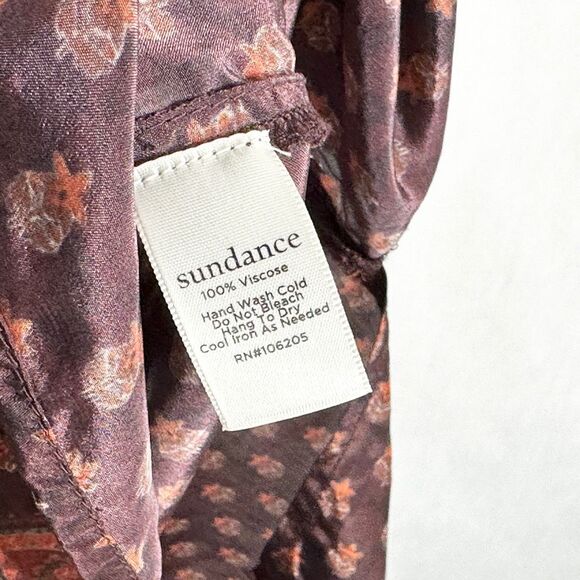 Sundance Small Petite Dress Maroon‎ Boho Shift Silky Satin Pearl Buttons 1624 - Picture 13 of 14